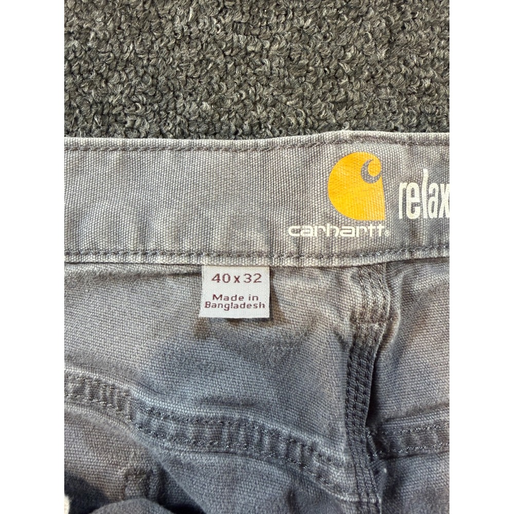 Carhartt Mens Relaxed Fit Gray Canvas Work Pants Carpenter Trousers 40x32 - Picture 7 of 9